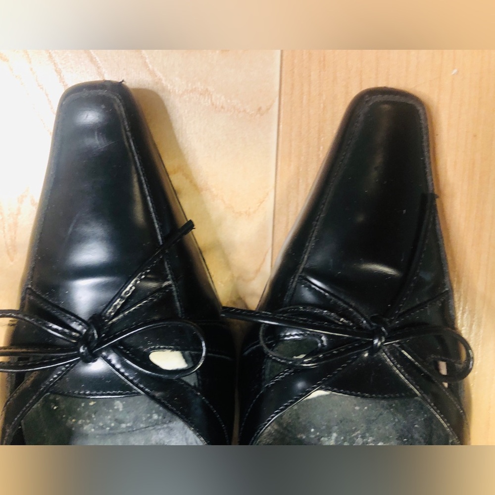 Via Spiga Elegant Black Women's Mules with Kitten Heels and Bow - Picture 4 of 14